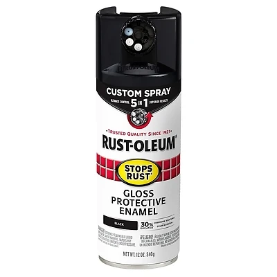Rust-Oleum 376884 Stops Rust Custom Spray 5-in-1, Gloss Black, 12 oz.