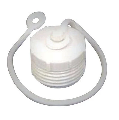 US Hardware RV-460C Hose Plug with Lanyard, Male, Plastic, White