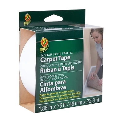 Duck 286377 Carpet Tape, Indoor, Double-Sided, 1.88 In. x 75 Ft.