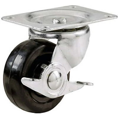 Swivel Plate Caster, Side Brake, Polypropylene Wheel, 2 In.