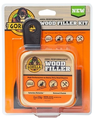Gorilla 108029 Wood Filler Kit with Putty Knife and Sanding Block