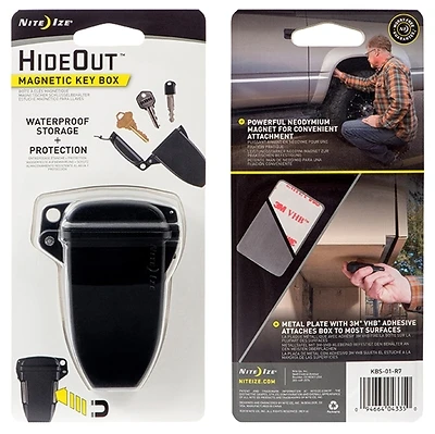 Nite Ize KBS-01-R7 HideOut Magnetic Key Box, Black, Waterproof