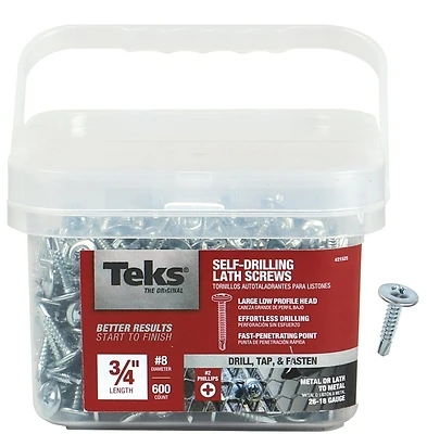Lath Screws, Metal To Wood/Metal, Phillips Head, Drill Points, #8-18 x 3/4 In., 600-Pk.
