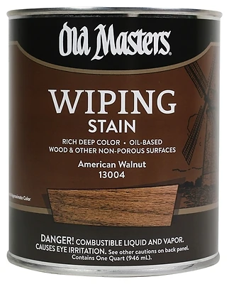 Old Masters 13004 Wiping Stain, Oil-Based, American Walnut, 1-Qt.