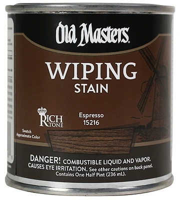 Old Masters 15216 Wiping Stain, Oil-Based, Espresso, 1/2-Pt.