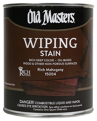 Old Masters 15004 Wiping Stain, Oil-Based, Rich Mahogany, 1-Qt.
