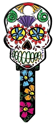 Lucky Line B136K Skull Design Key Blank, Brass, Kwikset KW1/Titan KW10