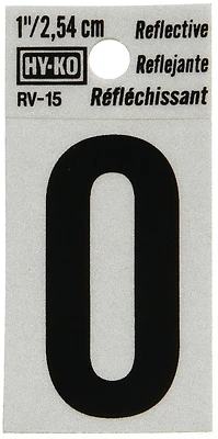 Hy-Ko RV-15/O Reflective Address Letter O, Black/Silver Vinyl, 1-In.