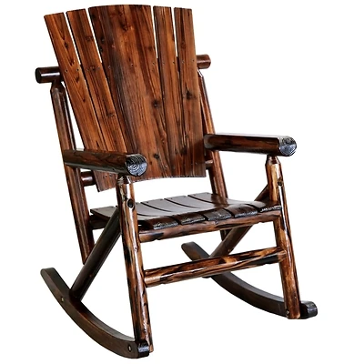 Char-log Brown Wood Frame Rocking Chair Tx 93860