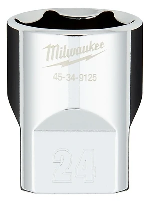 1/2 In. Drive 24 Mm 6-point Shallow Metric Socket With Four Flat Sides