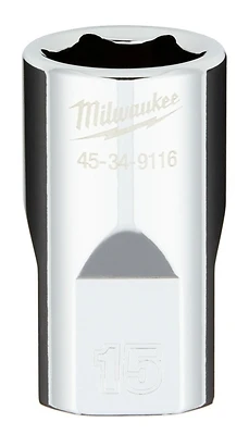 1/2 In. Drive 15 Mm 6-point Shallow Metric Socket With Four Flat Sides