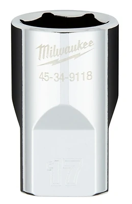1/2 In. Drive 17 Mm 6-point Shallow Metric Socket With Four Flat Sides