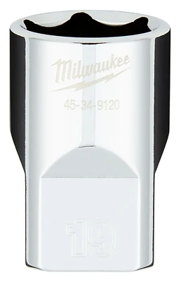 1/2 In. Drive 19 Mm 6-point Shallow Metric Socket With Four Flat Sides