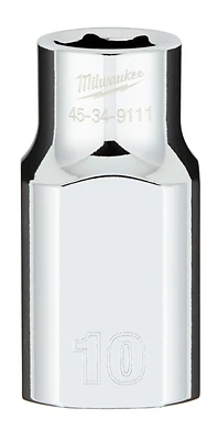 1/2 In. Drive 10 Mm 6-point Shallow Metric Socket With Four Flat Sides