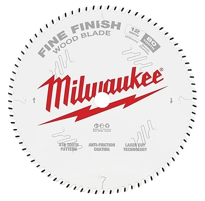 12 In. 80-tooth Fine Finish Circular Saw Blade, Tungsten Carbide, 1 Pk, Model 48-40-1224
