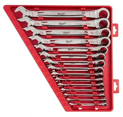 Milwaukee 48-22-9416 12-Point Ratcheting Combination Wrench Set, 15-Piece