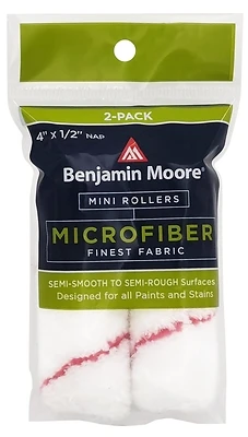 Benjamin Moore U66202-018 Microfiber Mini Roller Cover, 4 x 0.5 In., 2-Pack