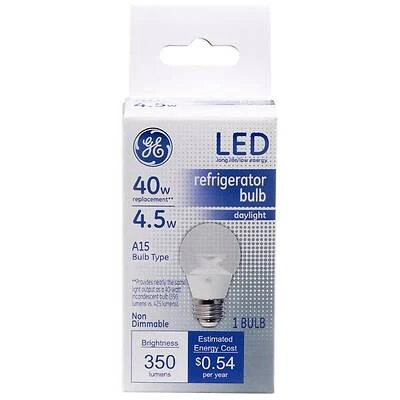 GE 93104415 LED Appliance Bulb, A15, Daylight, 4.5W, 350 Lumens