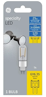 GE 93129030 LED Light Bulb, Clear Filament, GY6.35 Base, 2 Watt