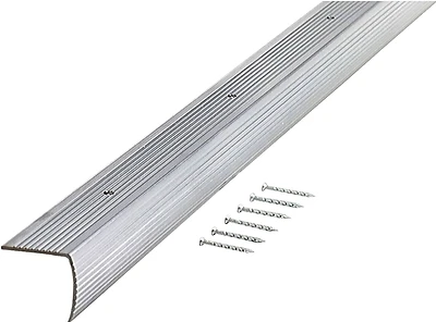 M-D 78105 Satin Silver Aluminum Stairnose, 1-1/8 In. W X 72 In. L