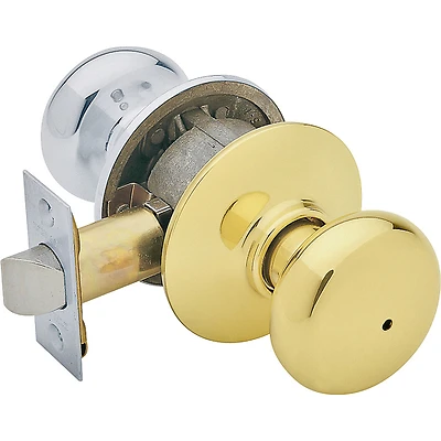 Schlage Plymouth F40 PLY 605 X 625 Privacy Door Knob Set, Bright Brass