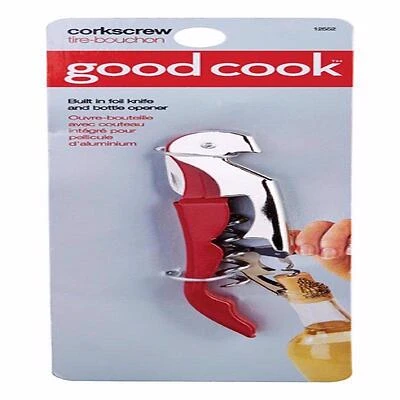 Good Cook 12552 Waiter's Corkscrew, Chrome-Plated, Black