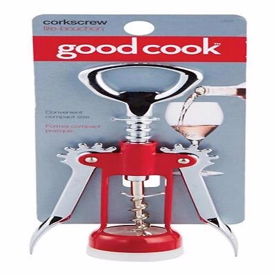 Good Cook 12531 Wing Style Corkscrew, Steel, Red and Silver