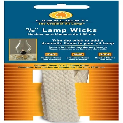 Lamplight 9995 Flat Cotton Lamp Wick, 5/8 In. x 8 In., 3-Pack