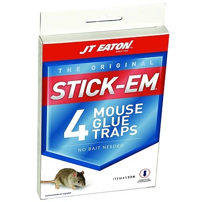 JT Eaton 144N Stick-Em Glue Mouse Trap, 3-1/2 x 2-1/2 x 6 In., 3-Pack