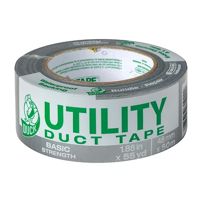 Duck 1118393 Duct Tape, Utility Grade, Silver, 1.88 In. x 55 Yds.