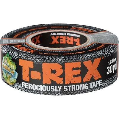T-Rex 242949 Duct Tape, 30 yd L, 1.88 in W, Cloth/Polyethylene Backing, Gun Metal Gray