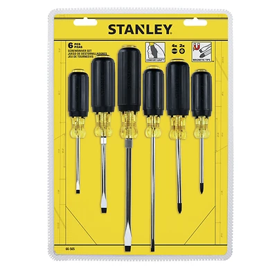 Stanley 66-565 6-Pc Screwdriver Set, Vinyl-Coated Grip, Steel
