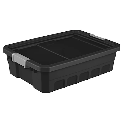 Modular Stacking Storage Tote, Black, 10 Gallon