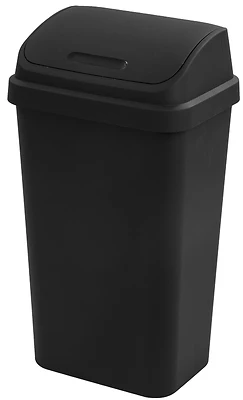 Sterilite 10899004 Swing Top Wastebasket, Black, 13-Gallon