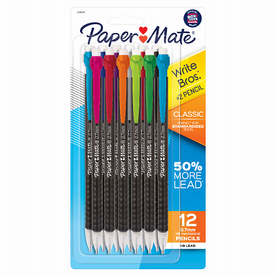 Paper Mate Write Bros 2096307 Classic Mechanical Pencil, #2 Lead, HB Lead, Polymer Barrel