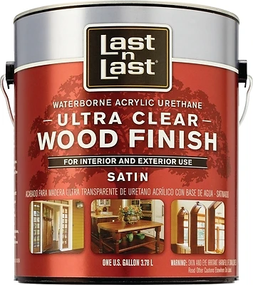 Waterborne Wood Finish, Ultra Clear Satin, 1-Gal.