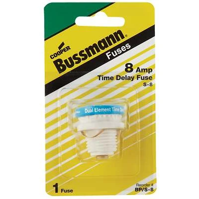 Bussmann BP/S-8 Time-Delay Plug Fuse, 8A, 125V