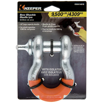 Keeper KWA14618 Tow Hook Kit, Bow Shackle, 3/4 In.
