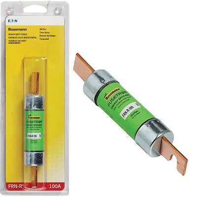 Bussmann BP/FRN-R-100 Heavy-Duty Fuse, 100 A, 250 VAC, 125 VDC, 20, 200 kA Interrupt, Fiberglass Body, L
