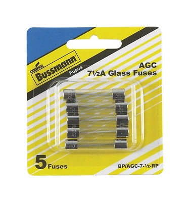 7.5-amp 250-volt Agc Glass Tube Automotive Fuse (5-pack) - 1/4" Diameter