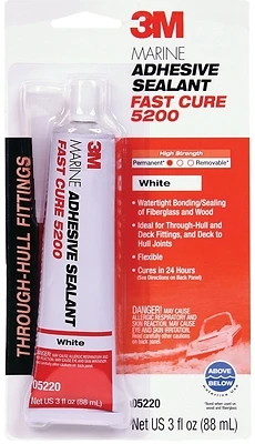 3M 05220 Marine Adhesive Sealant 5200 Fast Cure, White, 3 Oz