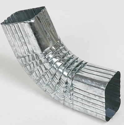 Side Gutter Elbow, Style B, 75 Degree, Mill Finish Galvanized Steel, 2 x 3 In.