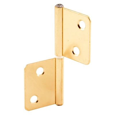 Bi-Fold Door Hinges, Non-Mortise Style, Brass Plated, 2-Pk.