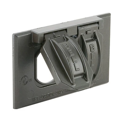 Horizontal Mount Duplex Aluminum Bronze Weatherproof Outdoor Outlet Cover 5180-2