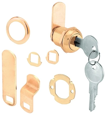 Prime-Line U 9942 Drawer/Cabinet Lock, Brass Finish, 5/8 In.