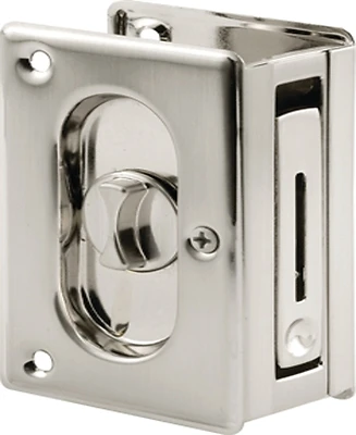 Pocket Door Privacy Lock & Pull, Satin Nickel
