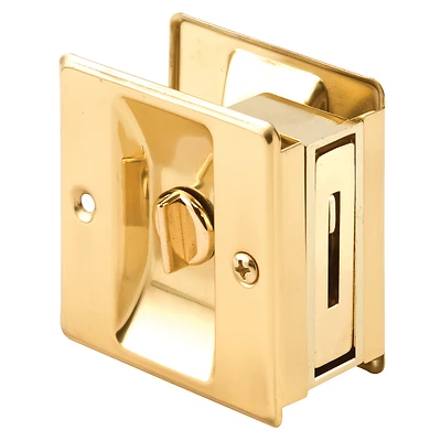 Prime-Line N 6771 Pocket Door Privacy Lock and Pull, Solid Brass