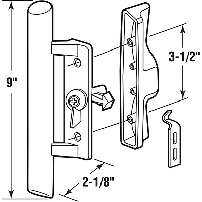 Prime-Line C 1095 Sliding Glass Door Handle Set, Black, 3-1/2 In.
