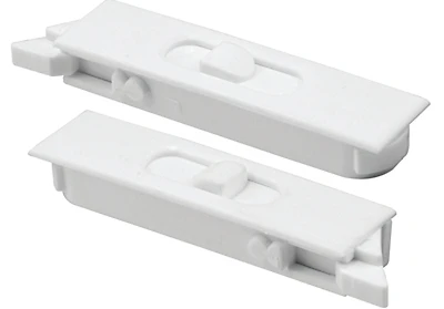 Tilt Latch Pair, White Plastic Construction, Spring-Loaded, Snap-In
