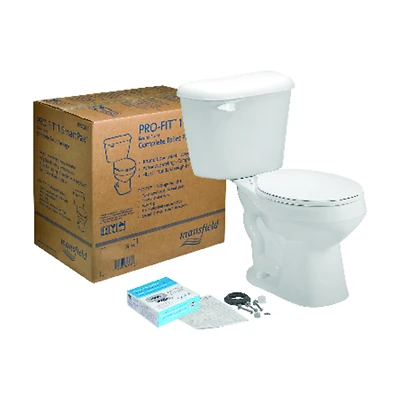 Complete Toilet-To-Go Kit, Low-Flow, White, Round Bowl
